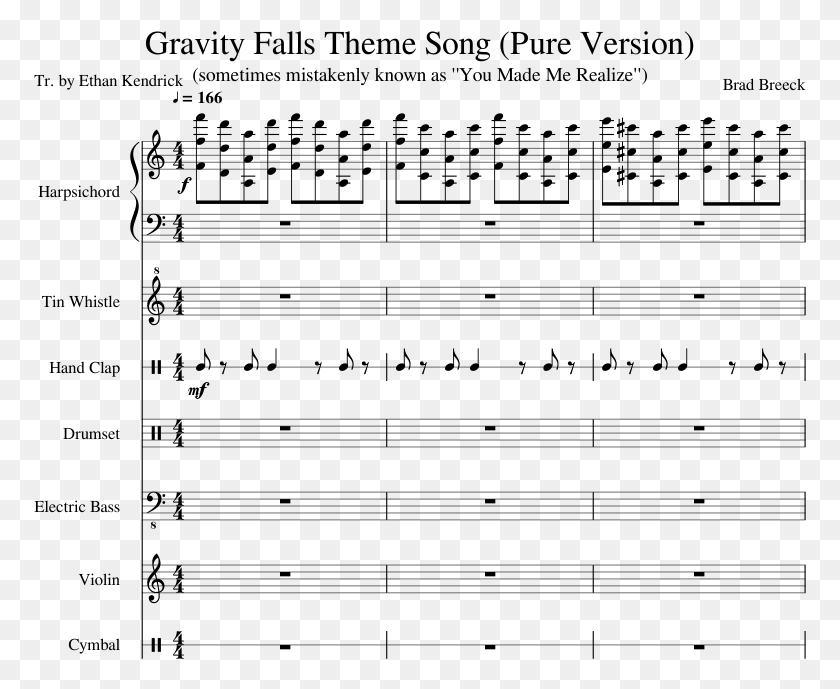 773x629 Gravity Falls Theme Song Sheet Music Composed By Brad Gravity Falls Tin Whistle, Gray, World Of Warcraft HD PNG Download