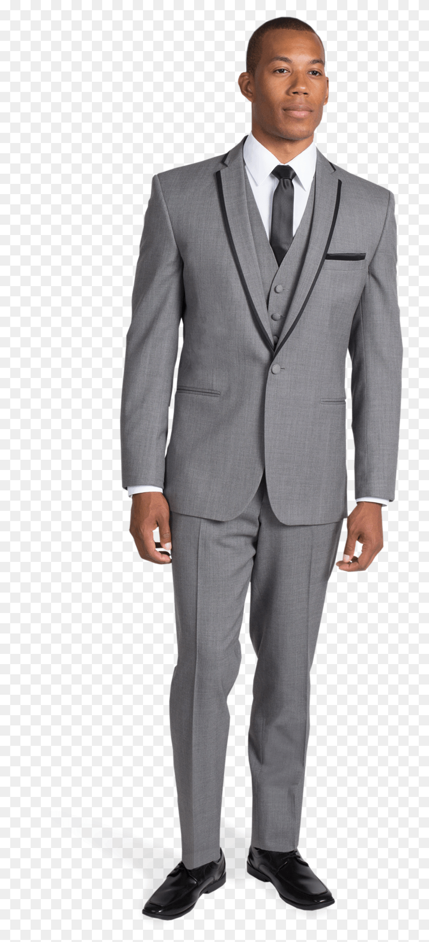 742x1784 Gray Framed Notch Lapel Tuxedo Gray Tuxedo Black Pants, Suit, Overcoat, Coat HD PNG Download