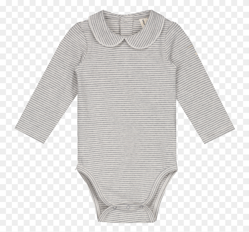746x721 Gray Label Baby Onesie With Collar Striped Pattern, Clothing, Apparel, Sleeve HD PNG Download