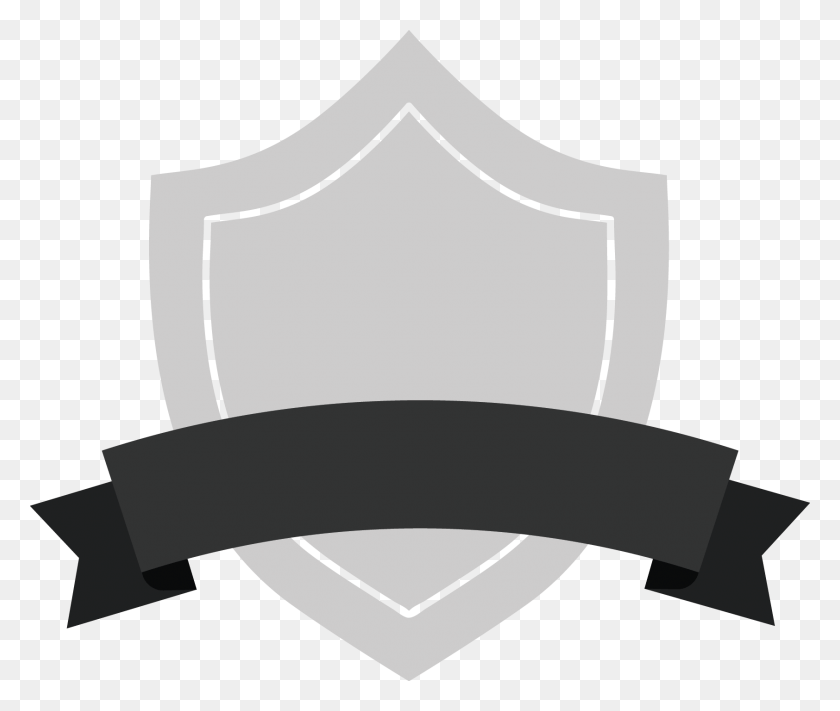 1684x1407 Gray Shield Badge With Black Ribbon Black Ribbon Banner, Axe, Tool, Clothing HD PNG Download