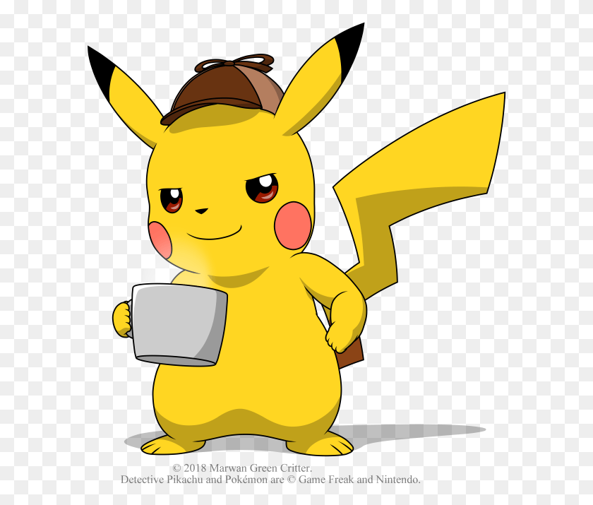 594x655 Great Detective Pikachu Detective Pikachu Fanart Coffee, Animal, Mammal, Indoors HD PNG Download