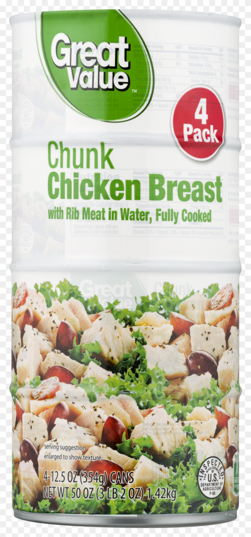 811x1801 Great Value Chunk Chicken Breast Chicken Breast, Plant, Meal, Food HD PNG Download