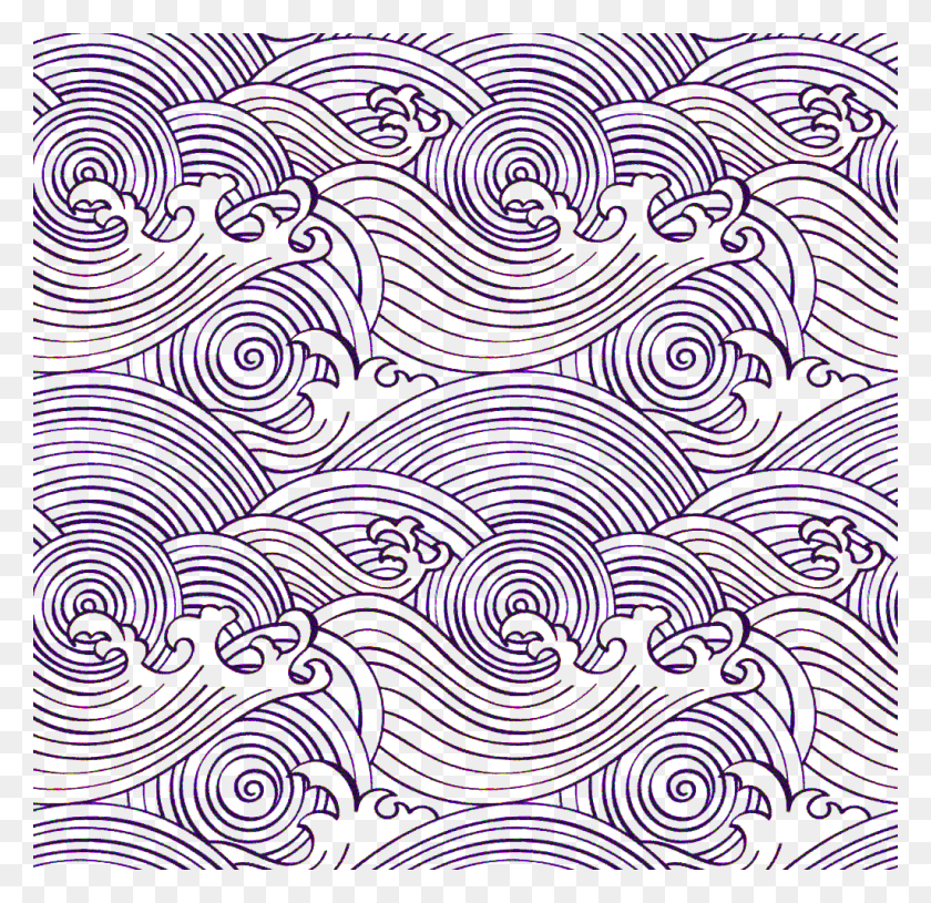 Great Wave Off Kanagawa Wave Wind Wave Symmetry Japanese Wave Pattern, Fractal, Ornament HD PNG Download