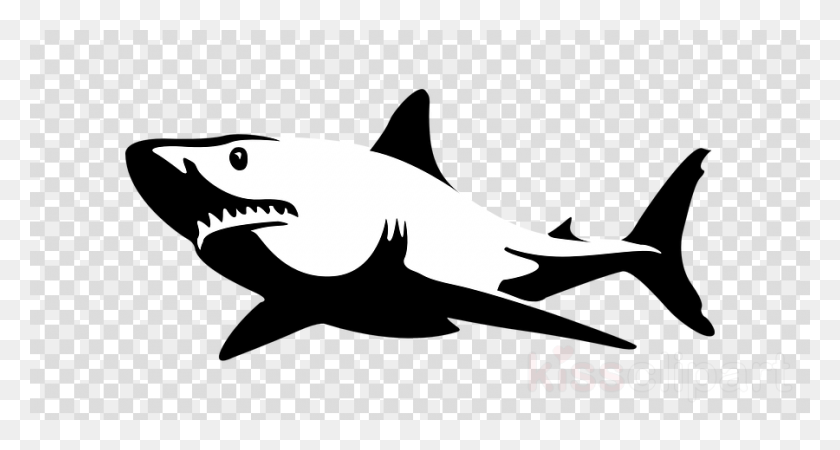 900x450 Great White Shark Black And White Clipart Editing Picsart Logo, Sea Life, Fish, Animal HD PNG Download