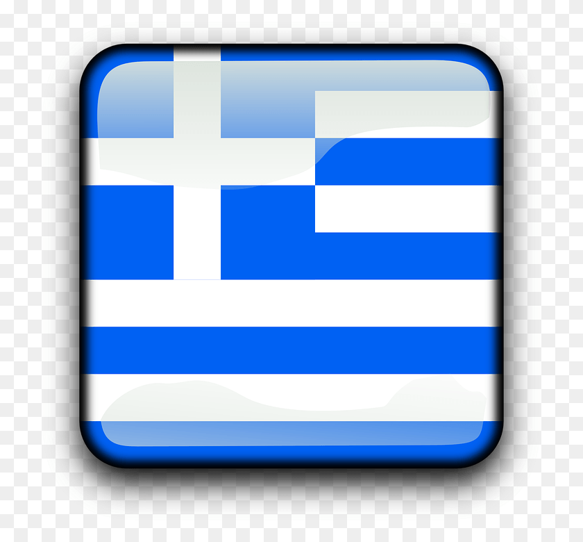 720x720 Greece Flag Country Nationality Square Button Logo Bendera Yunani, Label, Text, Mobile Phone HD PNG Download