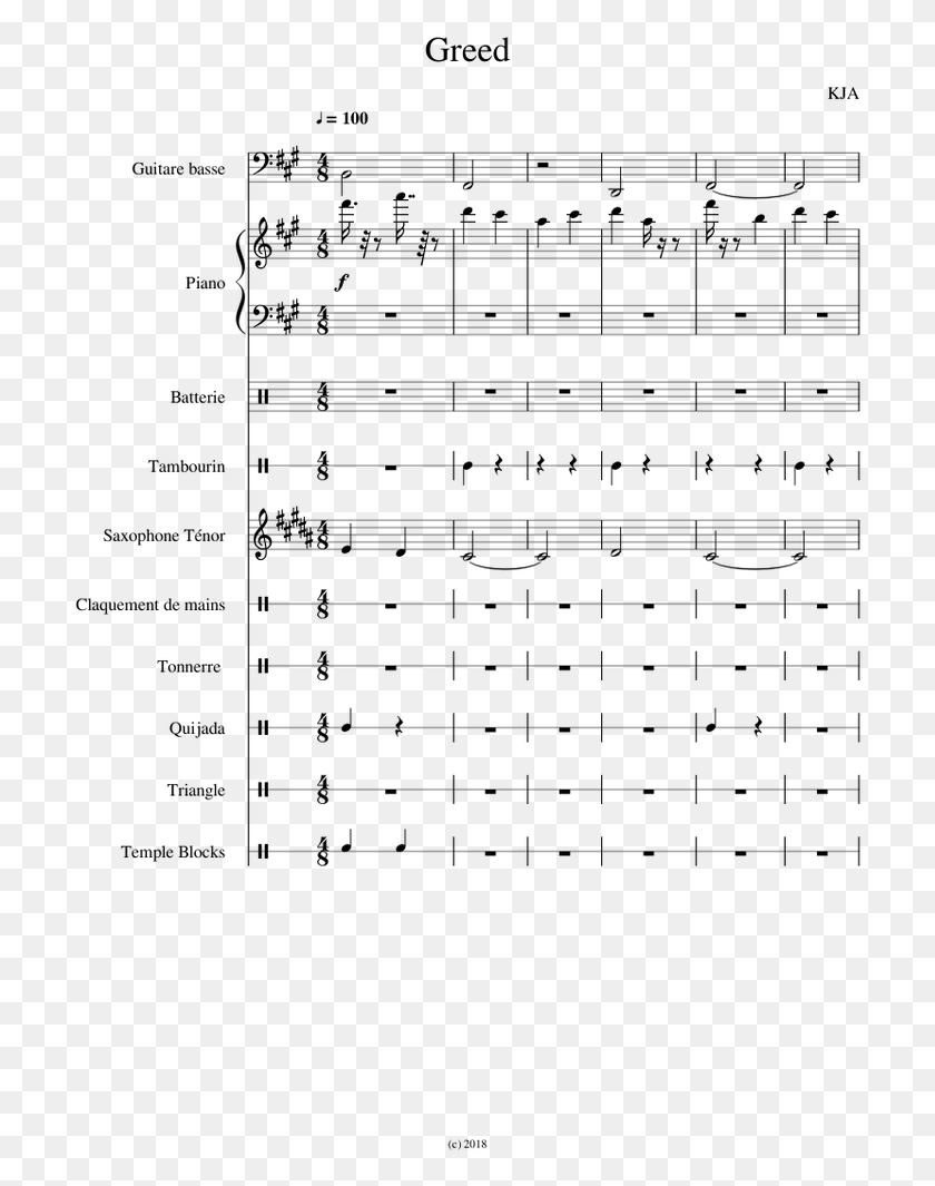 710x1005 Greed Sheet Music For Piano Bass Percussion Tenor Sheet Music, Gray, World Of Warcraft HD PNG Download