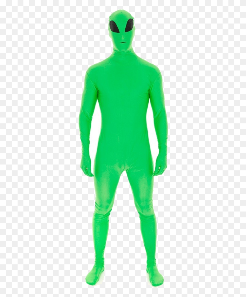 308x951 Green Alien Morphsuit Guy In Alien Costume, Sleeve, Clothing, Apparel HD PNG Download