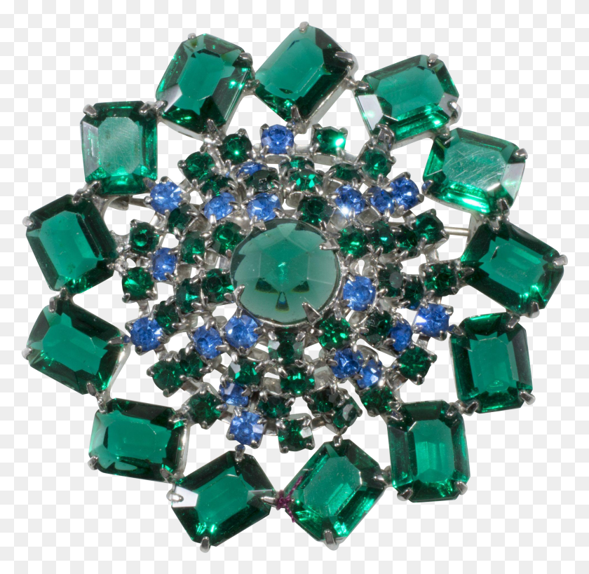 1935x1884 Green And Blue Rhinestones Brooch Pin Vintage Diamond Descargar Hd Png