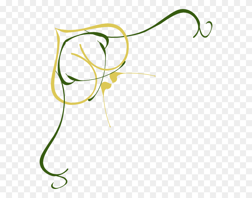 576x599 Зеленый И Золотой Угол Клипарт, Графика, Цветочный Дизайн Hd Png Скачать