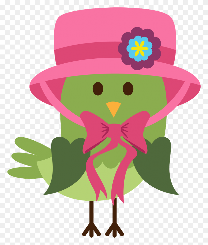 900x1074 Green And Pink Birds In Clip Art Easter Bonnet Clip Art, Clothing, Apparel, Graphics HD PNG Download