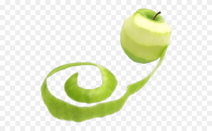 526x460 Green Apple With Long Peel Apple Peel, Tennis Ball, Tennis, Ball HD PNG Download