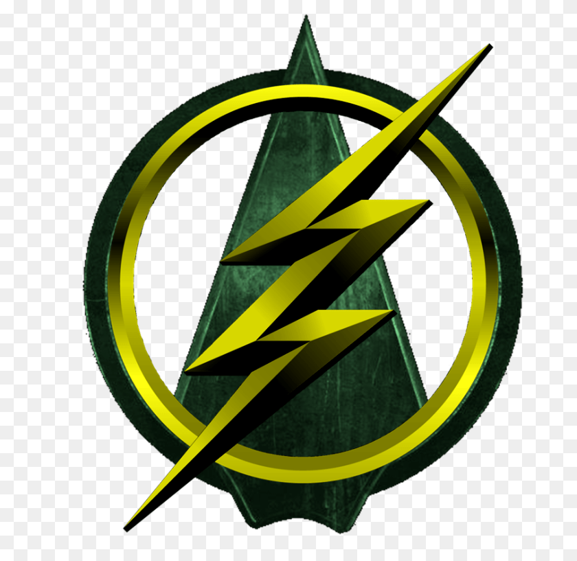 907x882 Green Arrow Flash Logo 5 By Paul Flash Vs Arrow Logo Flash And Arrow Logo, Machine, Wheel, Symbol Transparent PNG