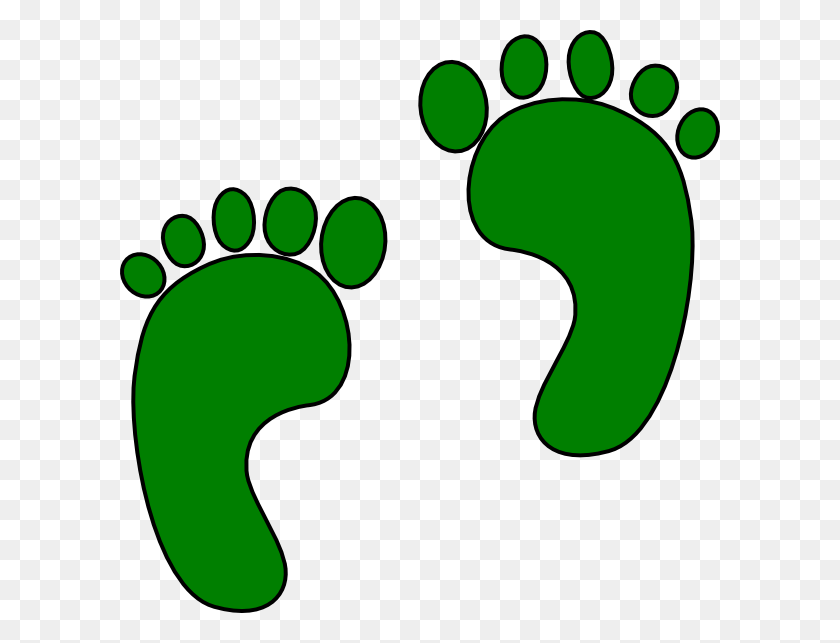 600x583 Green Baby Footprints Clipart Green Foot Print Clip Art, Footprint HD PNG Download