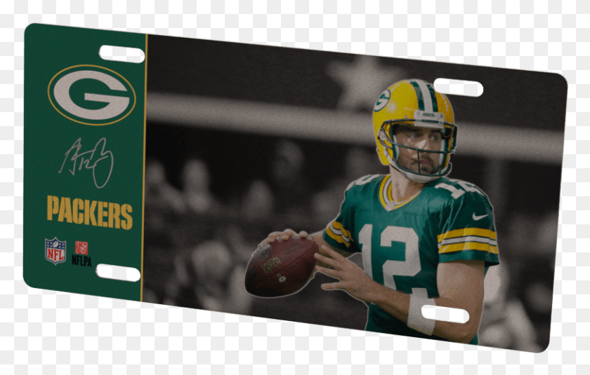 812x495 Green Bay Packers Aaron Rodgers Metal Photo Green Bay Packers, Helmet, Clothing, Apparel HD PNG Download