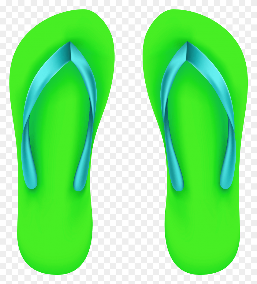 2481x2766 Green Beach Flip Flops Clipart Flip Flops File, Clothing, Apparel, Footwear HD PNG Download