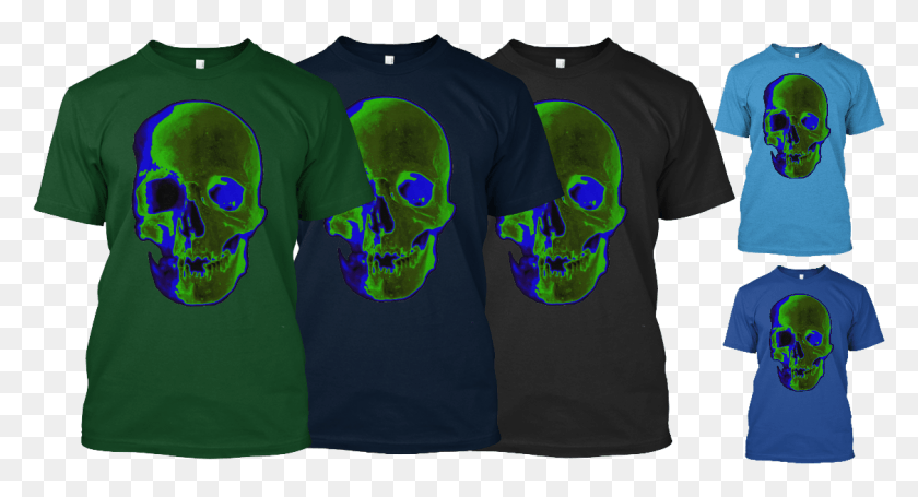 1125x571 Green Blue Skull Tshirt Mason, Clothing, Apparel, Sleeve Descargar Hd Png