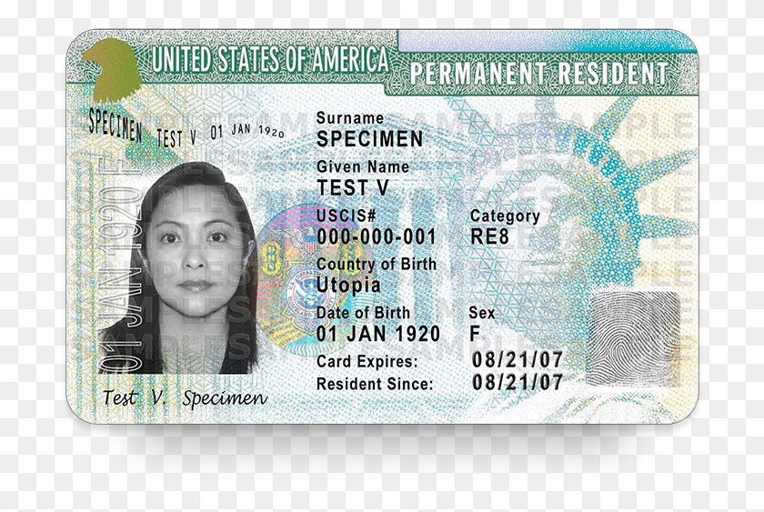 707x503 Descargar Png Tarjeta Verde De Los Estados Unidos Tarjeta De Residente Permanente 2017, Texto, Licencia De Conducir, Documento Hd Png