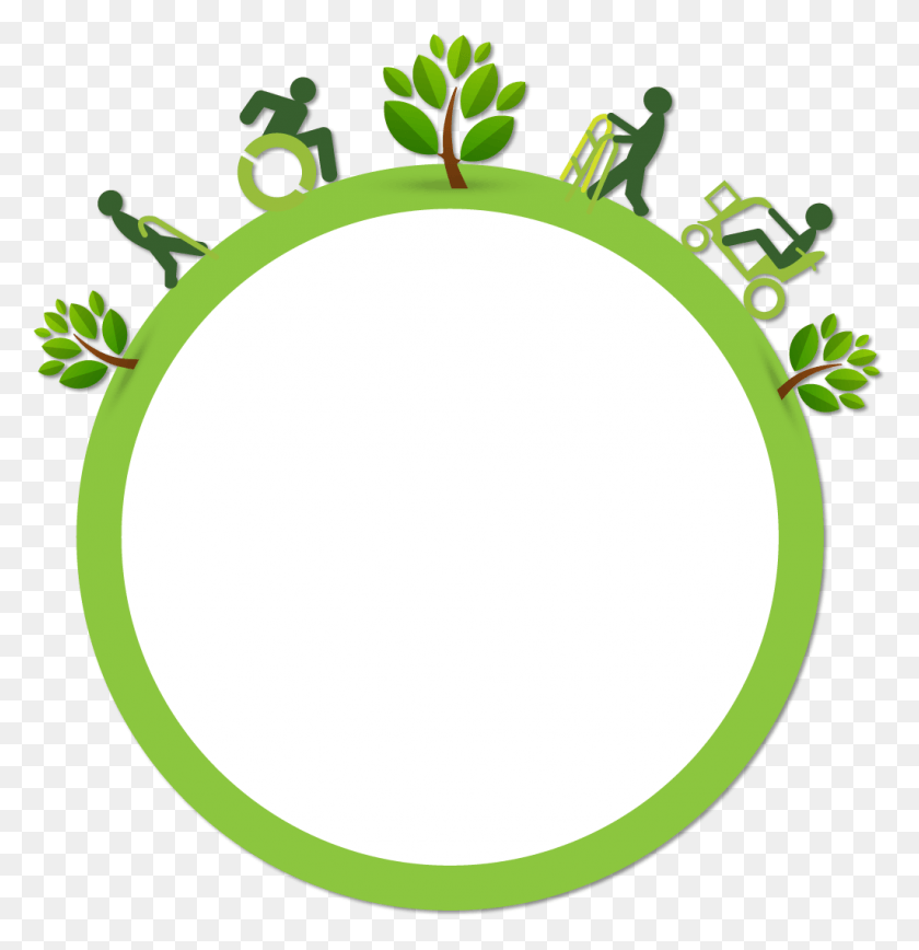 1024x1062 Green Circle With Icon People With Disabilities Walking Circle, Floral Design, Pattern, Graphics HD PNG Download