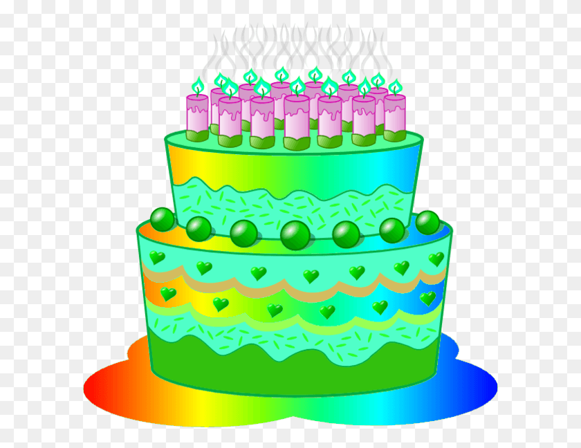600x588 Green Clipart Birthday Cake Big Birthday Cake, Cake, Dessert, Food HD PNG Download