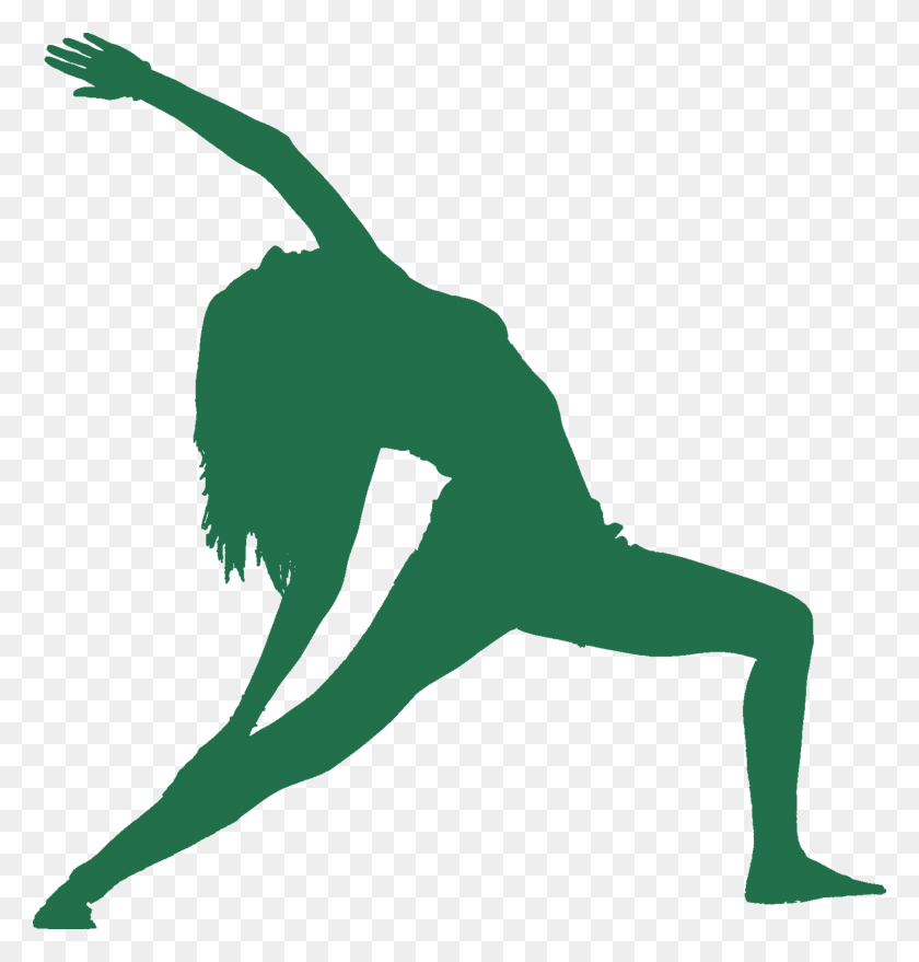 2500x2627 Green Colored Silhouette Women Performing Reverse Warrior Yoga Logo, Dance Pose, Leisure Activities, Person HD PNG Download