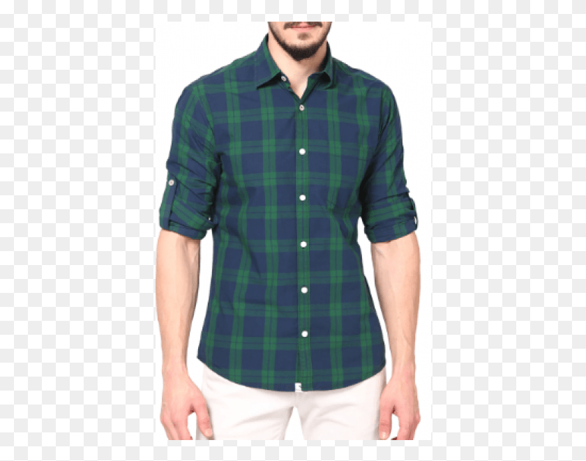 396x601 Green Cotton Casual Shirt Plaid, Clothing, Apparel, Dress Shirt Descargar Hd Png