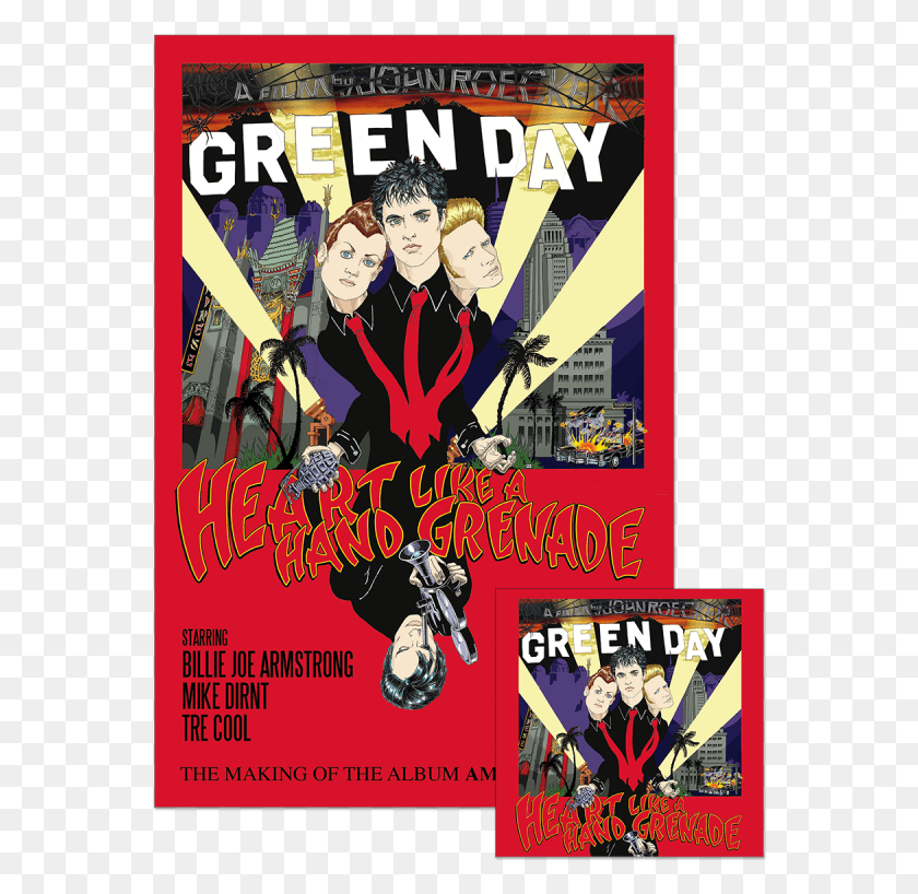 564x758 Descargar Green Day Corazón Como Una Granada De Mano, Cartel, Publicidad, Persona Hd Png