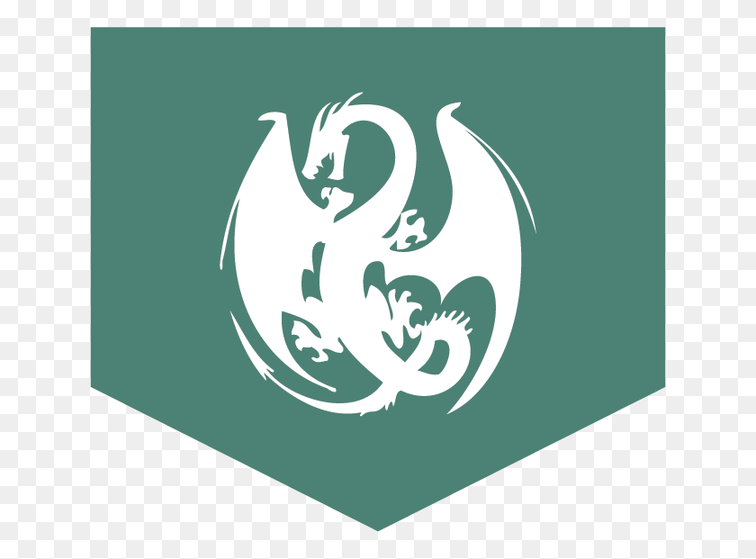 640x561 Green Flag With A White Medieval Dragon Design Representing Dragon In Medieval Times, Symbol, Logo, Trademark HD PNG Download