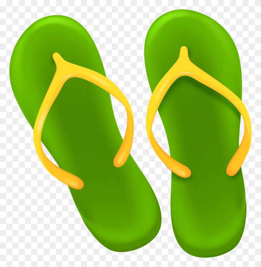 5776x5917 Green Flip Flops Clip Art Image Flip Flops Clipart, Clothing, Apparel, Footwear HD PNG Download