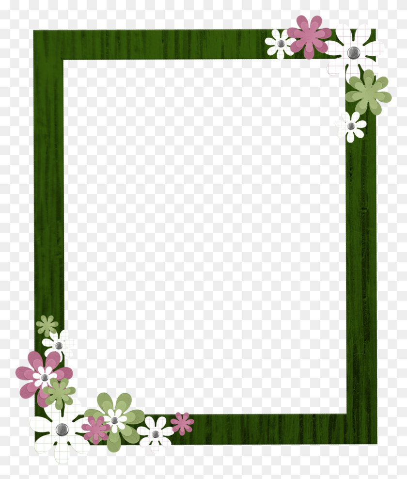 1161x1382 Green Frame Flower Border Frame Free, Plant, Flower, Blossom HD PNG Download