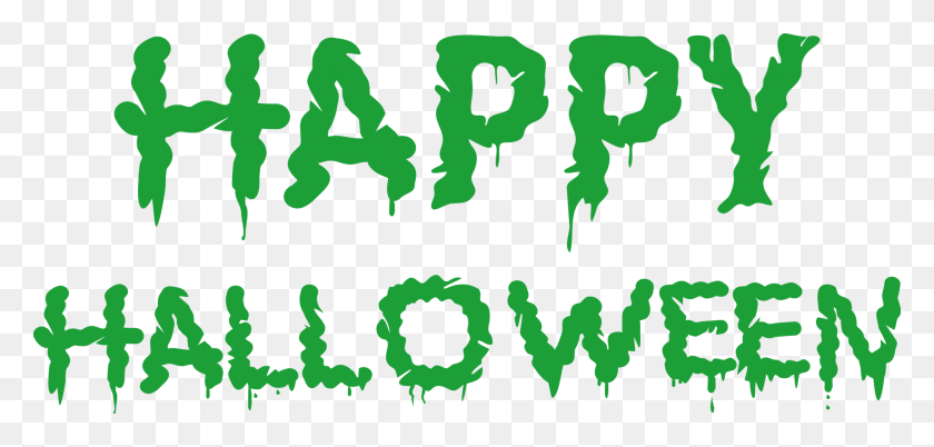 2000x879 Зеленый Счастливый Хэллоуин Текст Иллюстрация, Алфавит, Число, Символ Hd Png Скачать