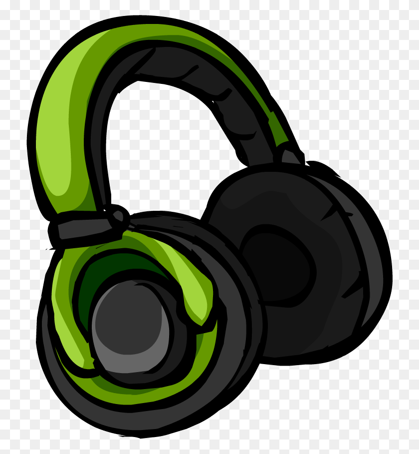 734x849 Green Headphones Cadence Headphones Club Penguin, Electronics, Headset, Lawn Mower HD PNG Download