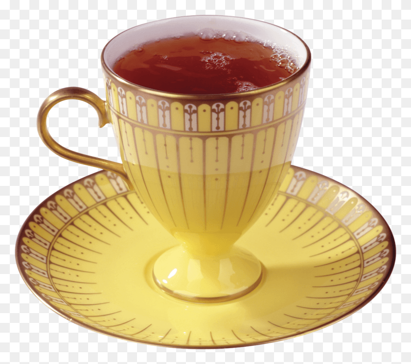 1160x1018 Зеленый Травяной Чай В Чашке Черный Чай В Золотой Чашке, Блюдце, Керамика, Напитки Hd Png Скачать