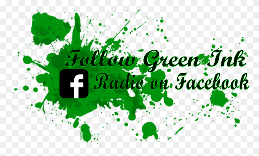 851x486 Green Ink Radio Facebook Ink Splatter Brush Free, Text, Graphics HD PNG Download