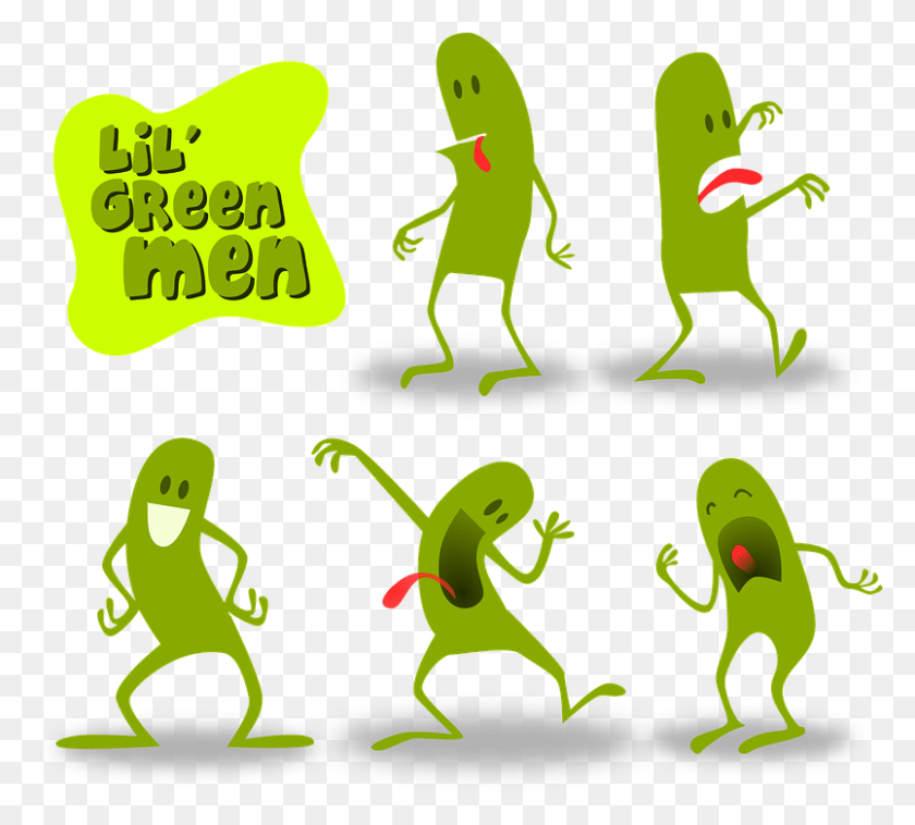 804x720 Green Man Alien Figure Little Men Lil Aliens Little Green Man Clipart, Plant, Text, Graphics HD PNG Download