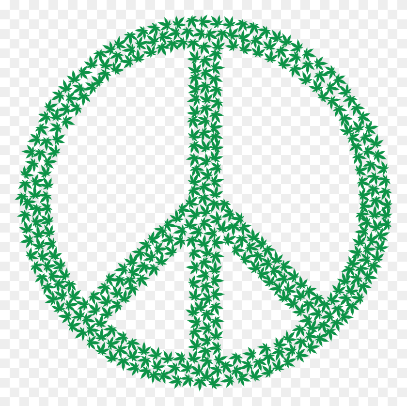 2000x1996 Green Peace Symbol Made Of Marijuana Leaves Cool Give Peace A Chance, Symbol, Rug, Logo HD PNG Download