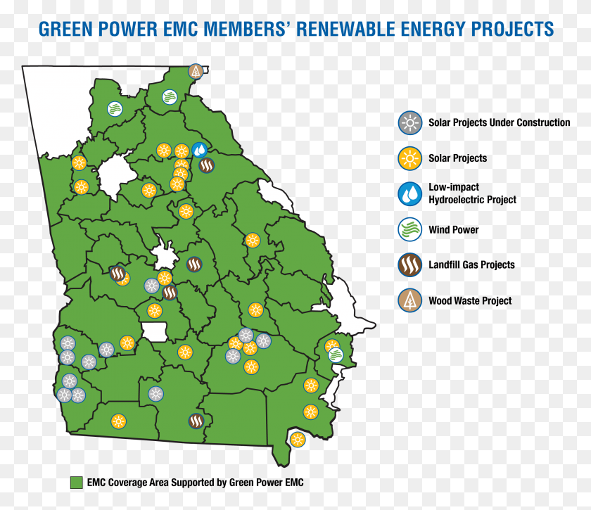 2602x2220 Green Power Emc Members39 Renewable Energy Projects Map, Tree, Plant, Plot HD PNG Download