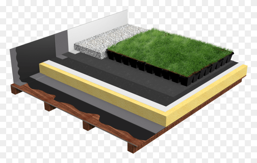 962x587 Зеленая Крыша Canopia Jardibac Insulation Multi Use Silver Detail 3D Зеленая Крыша, Столешница, Мебель, Трава Hd Png Скачать