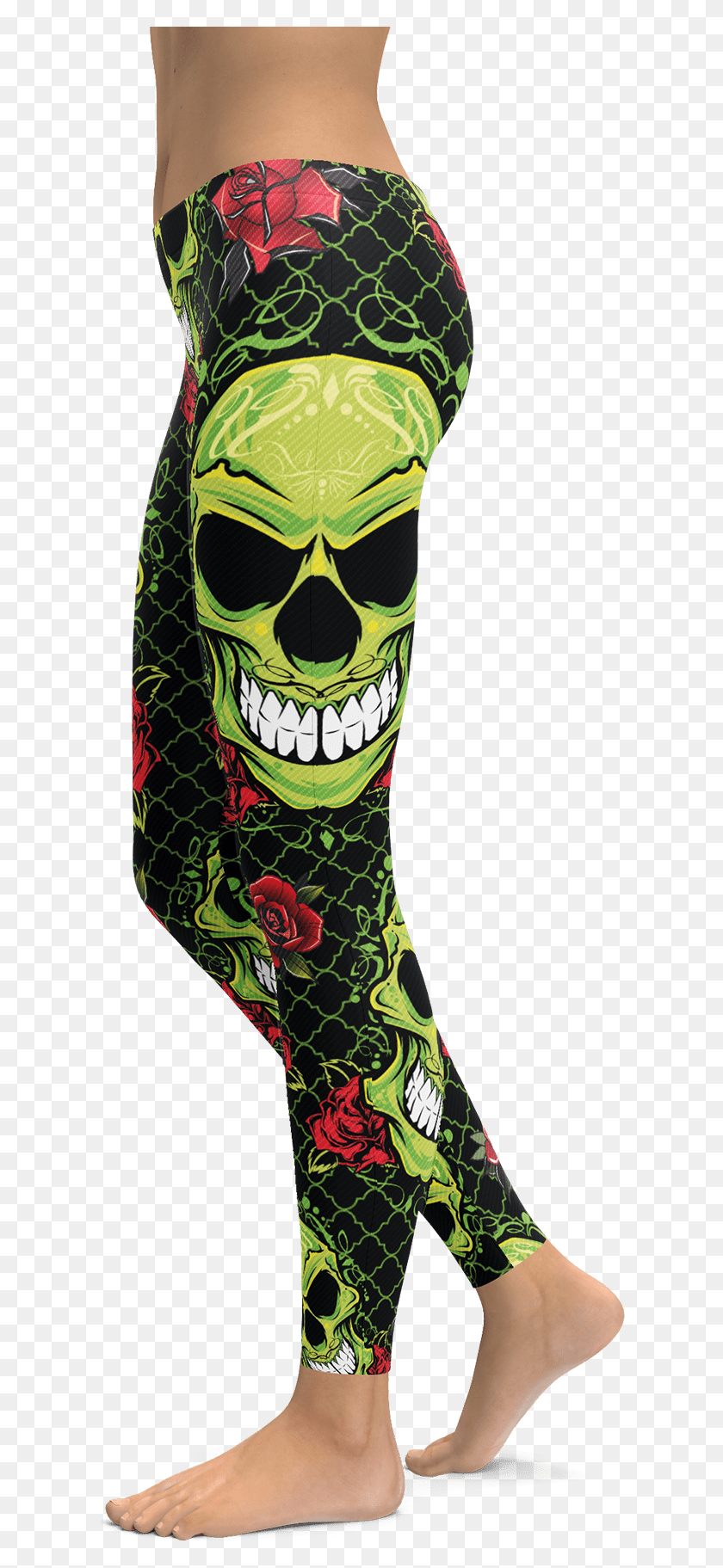 612x1763 Green Skulls Leggings, Person, Human, Clothing HD PNG Download