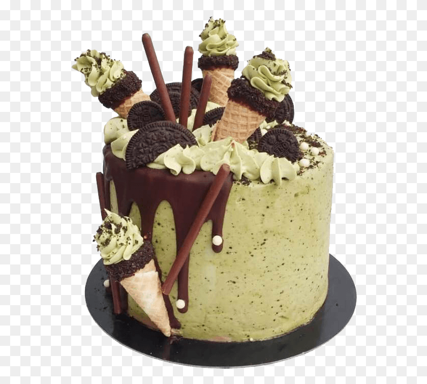 564x695 Green Tea Oreo Cake, Cream, Dessert, Food HD PNG Download