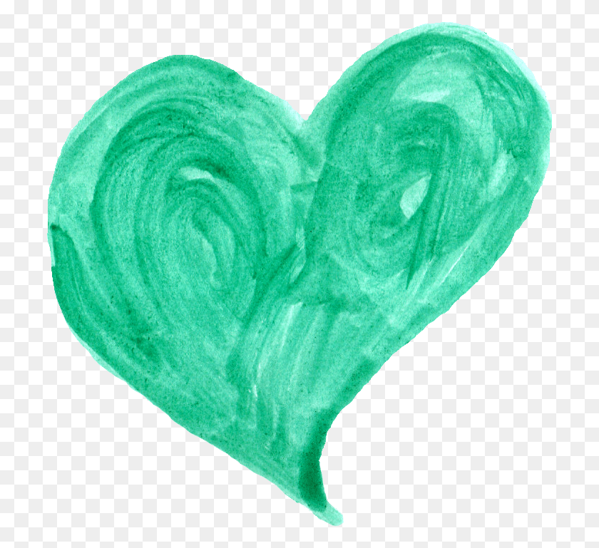 709x709 Green Watercolor Heart, Sweets, Food, Confectionery HD PNG Download