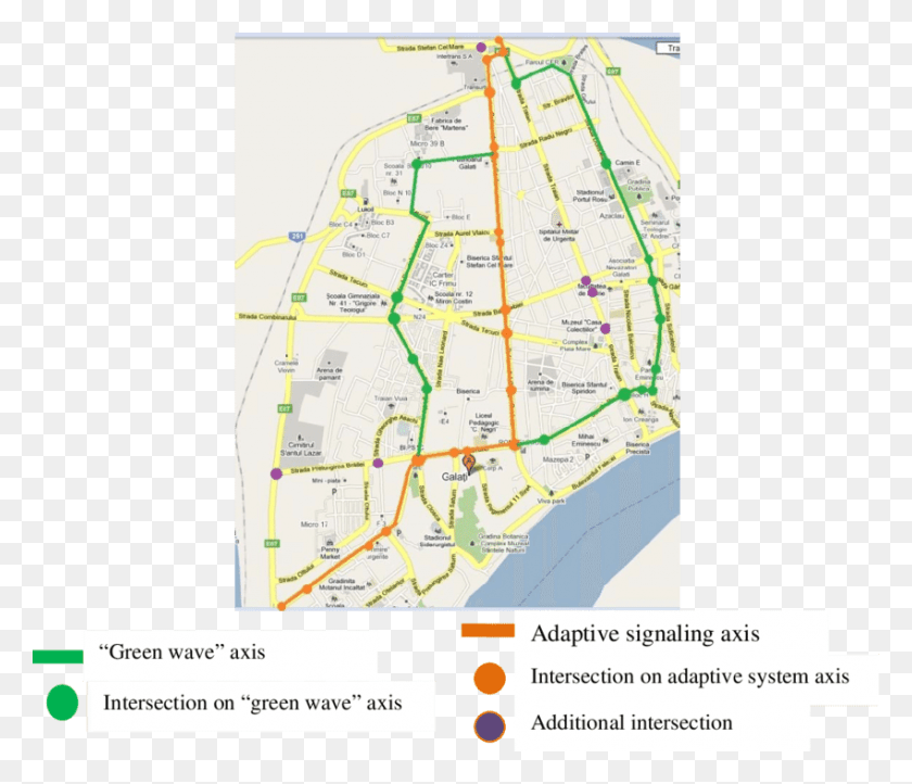 850x722 Green Wave And Adaptive Signalling Routes Atlas, Gps, Electronics, Plot HD PNG Download