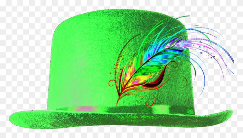 991x533 Зеленая Шляпа Шляпа Перо Зеленый Неон Великолепный Зеленый Шляпа Оттенки И Оттенки, Графика, Птица Hd Png Скачать
