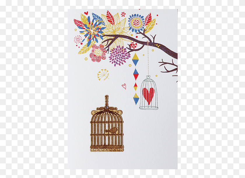 378x550 Greeting Cards Bird Cage Cage, Pattern, Floral Design HD PNG Download