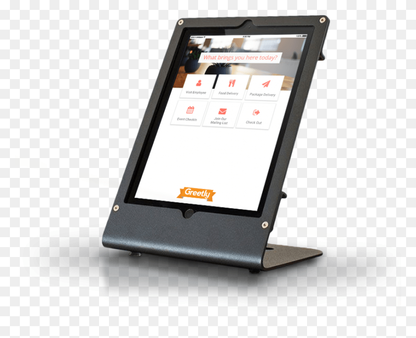 847x678 Greetly Digital Receptionist App Helps Modernize Office Electronic Visitor Sign In App, Computer, Electronics, Tablet Computer HD PNG Download