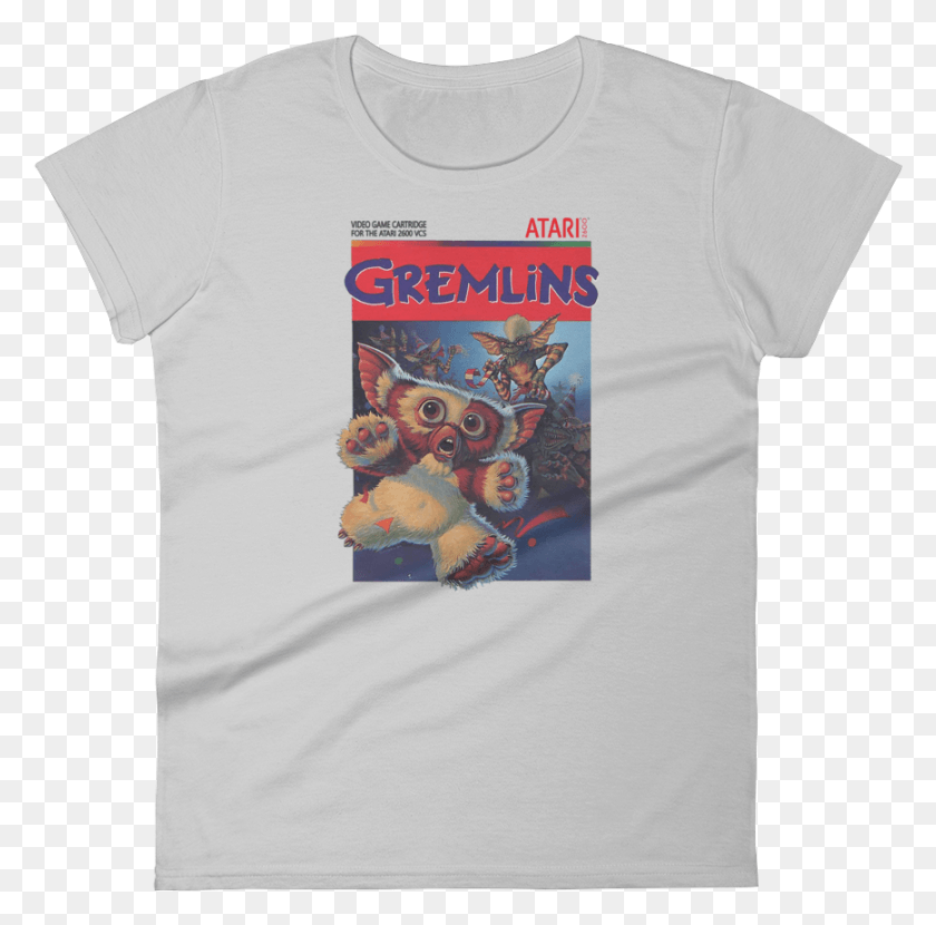 868x857 Descargar Png Gremlins Atari 2600 Retro Vintage Video Game Box Art Gremlins Cartoon, Ropa, Camiseta, Camiseta Hd Png