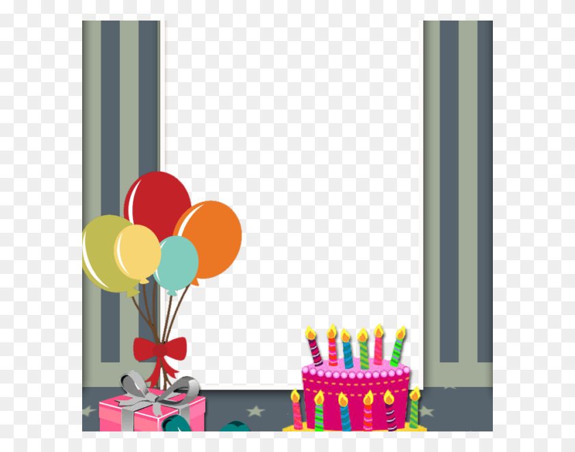 600x600 Grey Birthday Frame With Beautiful Cake Frame Cake, Dessert, Food, Birthday Cake HD PNG Download