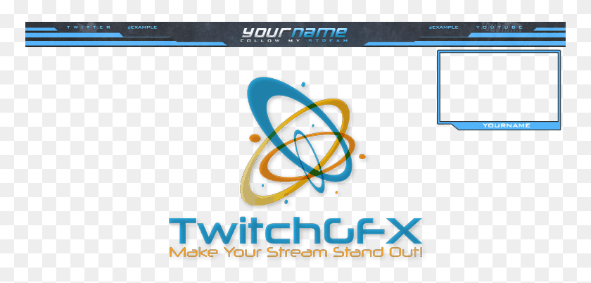 769x342 Grey Blue Free Twitch Overlay Twitch Stream Follow Overlay Free, Text, Screen, Electronics HD PNG Download