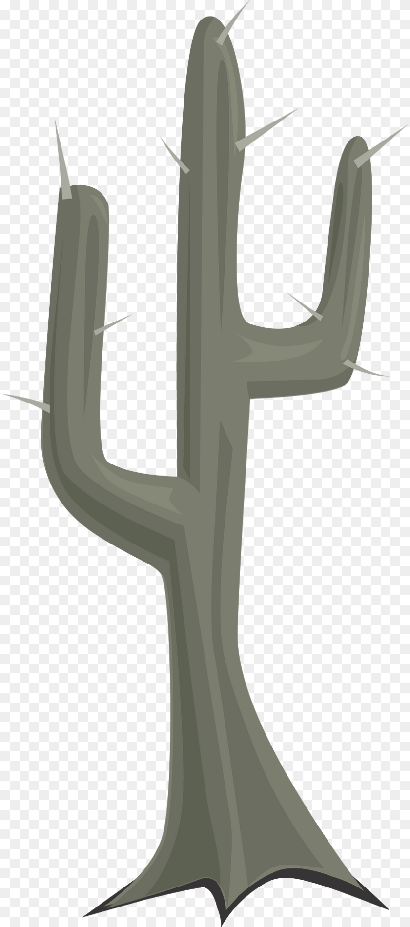 Grey Dead Spike Cactus Clipart, Plant, Sword, Weapon Sticker PNG