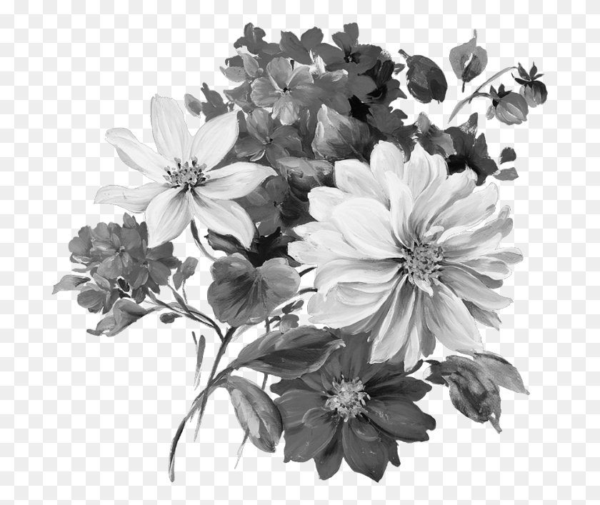697x647 Grey Flower Flower Decoupage, Plant, Blossom, Petal Descargar Hd Png