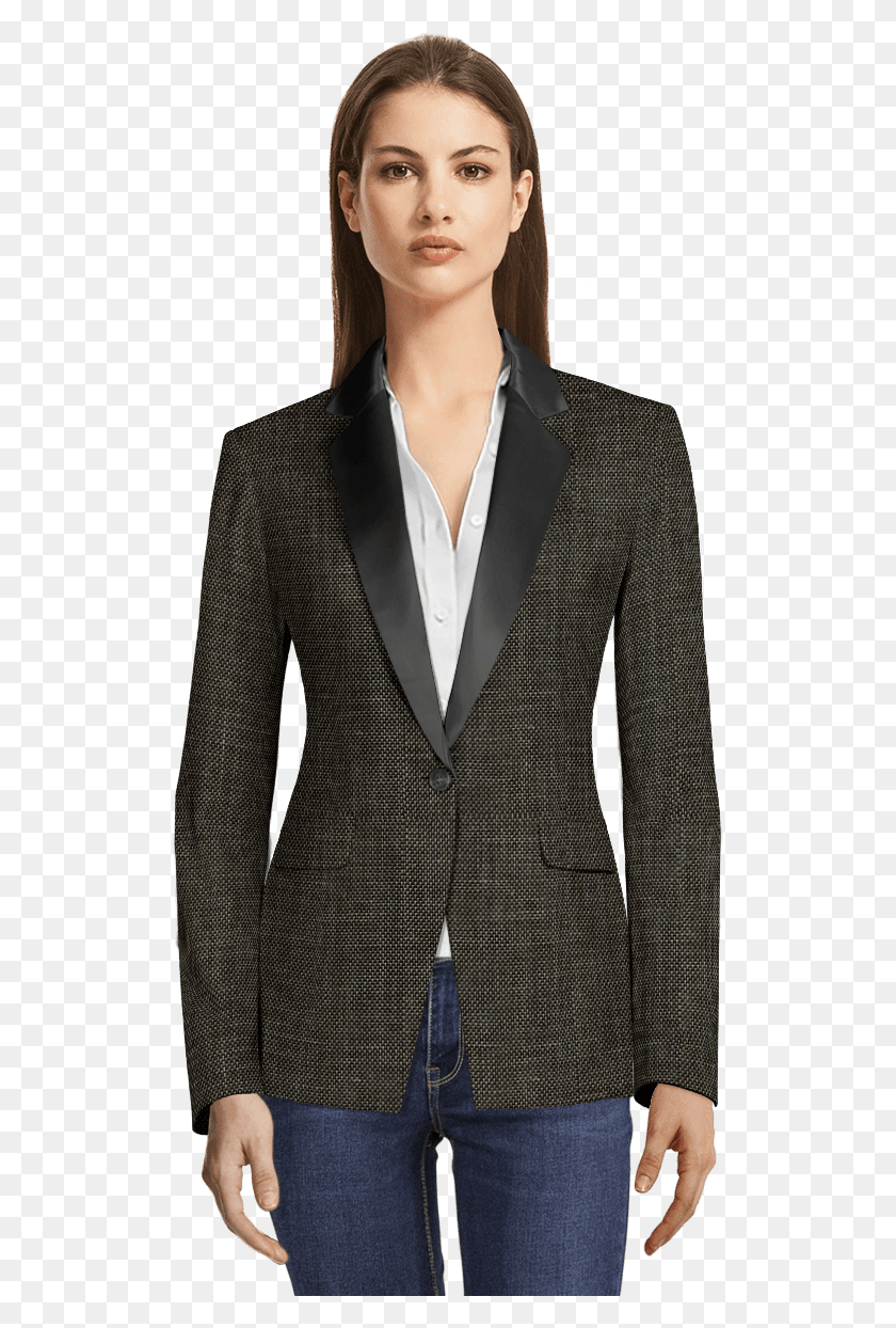 517x1184 Grey Linen Tuxedo Blazer Lapel, Suit, Overcoat, Coat Descargar Hd Png